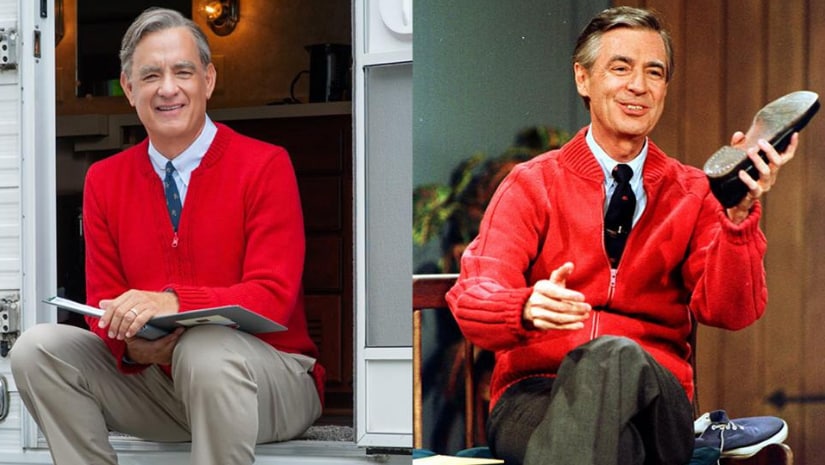 Toma hanks (left) and Fred Rogers (right). Image from Facebook